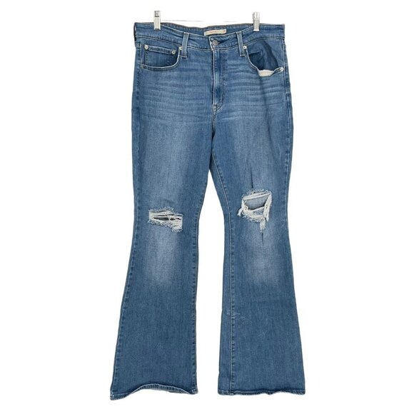 Levi's Women's‎ 726 Flare Jeans Distressed Size 16 In Take a Walk Wash - Picture 1 of 9
